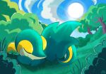  fan_character generation_5_pokemon hi_res illustration invalid_background invalid_tag nature nintendo ouroborotter pokemon pokemon_(species) pokemon_oc shiny_(disambiguation) snivy tired 