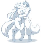 anthro canid canine canis clothed_male duo female heart_symbol hi_res hug male male/female mammal monochrome nude raine_silverlock sketch twokinds unknown_artist wolf zen_(twokinds)