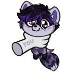 alpha_channel anthro chibi digital_media_(artwork) ear_piercing ear_ring fangs freckles fur highlights_(coloring) invalid_tag male mammal markings meme panickew piercing pink_eyes pitayapunch procyonid purple_body purple_fur raccoon ring_piercing simple_background solo striped_markings striped_tail stripes tail tail_markings teeth transparent_background ych_(character) youtuber