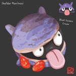  artist_logo artist_name cream food food_focus food_name fruit grey_background highres maritozzo no_humans pastry pokemon pokemon_(creature) shell shellder simple_background strawberry tongue tongue_out yuki00yo 