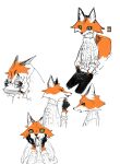  anthro biped canid canine clothed clothing fox fur male mammal open_mouth orange_body orange_fur ramssa simple_background solo tail white_background white_body white_fur 