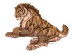  2022 actual_(smilodon-actual) animal_genitalia balls belly brown_body brown_fur brown_mane claws fangs felid feral fully_sheathed fur genitals hi_res lying male mammal mane on_side pawpads pink_pawpads saber-toothed_tiger sabertooth_(anatomy) sheath solo striped_body striped_fur stripes tan_balls tan_belly tan_body tan_fur tan_sheath teeth white_claws xtreme3246 