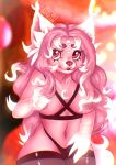  anthro big_breasts big_ears breasts canid canine clothed clothing curvy_figure digital_drawing_(artwork) digital_media_(artwork) eyelashes facial_piercing female fluffy fluffy_ears fluffy_hair fox front_view fur glowing glowing_body glowing_markings hair hi_res holding_breast jewelry legwear long_hair looking_at_viewer mammal markings monochrome necklace nipples nose_piercing panties piercing pink_body pink_eyes pink_fur pink_hair pink_nose septum_piercing smile smiling_at_viewer solo standing stockings thick_thighs underwear wide_hips zimzid 