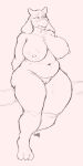  2023 anthro big_breasts black_and_white blush boss_monster_(undertale) bovid breasts caprine digital_drawing_(artwork) digital_media_(artwork) eyebrows eyelashes female floppy_ears full-length_portrait fur hands_behind_back hi_res horn huge_breasts huge_thighs leaning leaning_backward long_ears looking_away looking_up lop_ears mammal mature_anthro mature_female mcdoogiy monochrome nipples nude_anthro nude_female portrait raised_eyebrows short_horn shy signature simple_background sketch slightly_chubby slightly_chubby_anthro slightly_chubby_female small_horn smooth_horn solo thick_thighs three-quarter_view toriel undertale_(series) white_background white_body white_fur white_horn 