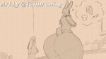  2d_animation animated anthro big_butt butt lagomorph leporid male mammal pumpkin_(talidrawing) rabbit shaking shaking_butt talidrawing 