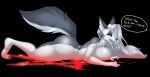  anthro breasts butt canid canid_demon canine canis demon domestic_dog english_text female foxgumie hair hellhound helluva_boss hi_res invocation loona_(helluva_boss) mammal mythological_canine mythological_creature mythology solo text white_body white_hair 