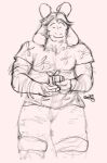  2023 aloha_shirt anthro anticipation asgore_dreemurr beard black_and_white body_hair boss_monster_(undertale) bottomwear bovid box caprine closed_smile clothing container curved_horn digital_drawing_(artwork) digital_media_(artwork) eyebrows facial_hair floppy_ears front_view fully_clothed_anthro fully_clothed_male fur gift_box happy horn long_ears looking_down lop_ears male mammal mature_anthro mature_male mcdoogiy monochrome mouth_closed musclegut muscular pattern_clothing pattern_shirt pattern_topwear portrait raised_eyebrows shirt shorts signature simple_background sketch smile solo standing three-quarter_portrait topwear undertale_(series) white_background white_body white_fur 