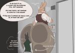  against_surface anthro ass_on_glass big_butt butt butt_crush canid canine canis duo face_squish glass hi_res humanoid lagomorph leporid male male/male mammal on_glass pumpkin_(talidrawing) rabbit speech_bubble squish talidrawing text wolf 