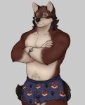  2023 absurd_res anthro canid canine canis chase_hunter clothed clothing digital_media_(artwork) echo_(game) echo_(series) echo_project fur hi_res leo_alvarez luner96_(artist) male mammal muscular muscular_anthro muscular_male red_body red_fur solo tail underwear underwear_only wolf 