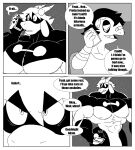  abs absurd_res adam_(parttimeyeen) anthro bandage bed big_muscles bovid bulge caprine cellphone clothing dialogue duo furniture gabriel_(parttimeyeen) goat hi_res horn huge_muscles hyper hyper_muscles lizard male mammal mask muscular muscular_anthro muscular_arms muscular_legs muscular_male night nipple_outline parttimeyeen_(artist) phone pillow reptile scalie shirt sky star starry_sky superhero superhero_costume topwear wounded 