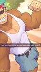  &lt;3 2023 abs anthro ape bandanna barazoku belt biceps big_bulge big_muscles blurred_background bottomwear bulge caption clothed clothing cutoffs denim denim_clothing donkey_kong_(series) emoji english_text eyewear fist flexing funky_kong gorilla haplorhine hi_res huge_muscles innuendo inviting kerchief looking_at_viewer male mammal manly muscular muscular_anthro muscular_male nails nintendo outside pecs primate seductive selfie shirt shorts smile snapchat solo standing sunglasses tank_top teeth text tight_clothing topwear vein veiny_muscles wolf-con-f wolfconfnsfw 