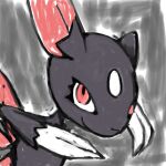 claws closed_mouth english_commentary no_humans pokemon pokemon_(creature) red_eyes sailorclef smile sneasel solo 