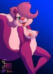  absurd_res anthro aroused aroused_smile blep blue_eyes breasts female fifi_la_fume hi_res lobofeo mammal mephitid nude pink_body skunk solo tiny_toon_adventures tongue tongue_out warner_brothers 