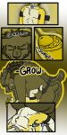  absurd_res anal anal_penetration animal_genitalia anthro anthro_on_anthro anthro_penetrated anthro_penetrating anthro_penetrating_anthro bear belly biped bodily_fluids body_hair canid cobalt_(tatsuchan18) collar comic dialogue drugged duo english_text fur genitals growth hair hi_res lying male male/male mammal penetration penis sex sheath size_transformation sound_effects speech_bubble stretching substance_intoxication tatsuchan18 text text_box transformation 