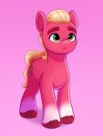 blonde_hair blonde_mane brown_hooves cutie_mark digital_media_(artwork) earth_pony equid equine eyebrows feral fetlocks green_eyes hair hasbro hooves horse looking_up malarkey_(artist) male mammal mane mlp_g5 my_little_pony pink_background pony red_body simple_background sprout_cloverleaf_(mlp) tail thick_eyebrows yellow_tail 
