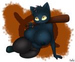  2020 absurd_res anthro areola baseball_bat bat_(object) big_breasts bottomwear breasts clothed clothing digital_media_(artwork) domestic_cat felid feline felis female hair hi_res huge_breasts mae_borowski mammal night_in_the_woods nipples solo thick_thighs topless topless_female xmetalhusky 