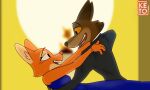  2022 anthro breasts canid canine canis canon_couple clothed clothing diane_foxington digital_media_(artwork) dreamworks duo embrace female fox fur hi_res jewelry ketofur love male male/female mammal mr._wolf_(the_bad_guys) orange_body orange_fur romantic romantic_ambiance romantic_couple the_bad_guys wolf wrist_jewelry 