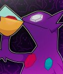  abstract_background ambiguous_gender bald beverage big_mouth_(anatomy) black_background container cup detailed drinking gem_eyes generation_3_pokemon ghost happy holding_beverage holding_container holding_cup holding_object humor looking_up meme nintendo not_furry nude pokemon pokemon_(species) portrait pose purple_background purple_body purple_skin raised_arm sableye shadow side_view simple_background smile solo spirit standing unknown_artist white_eyes wide_eyed 