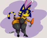  &lt;3 absurd_res animal_crossing ankha_(animal_crossing) anthro black_eyes blue_hair breasts carrot choker cleavage clothed clothing domestic_cat fake_ears fake_rabbit_ears felid feline felis female fishnet fishnet_armwear fishnet_legwear food footwear frown hair hi_res high_heels holding_carrot holding_food holding_object holding_vegetable huge_hips huge_thighs jewelry legwear leotard mammal markings necklace nintendo plant solo striped_markings striped_tail stripes tail tail_markings thick_thighs thigh_highs tibbs vegetable wide_hips 