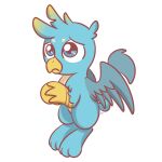  2018 alpha_channel avian beak begging blue_body blue_eyes blue_feathers blue_fur chibi digital_media_(artwork) feathers feral flying friendship_is_magic frown fur gallus_(mlp) gryphon hasbro hi_res male my_little_pony mythological_avian mythology outline paws sad simple_background solo sticker sugar_morning transparent_background white_outline wings 