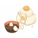  artist_name bird chai_(drawingchisanne) food fruit kagami_biraki no_humans open_door orange_(fruit) original simple_background sweets_bird white_background 