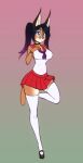  absurd_res anthro backless_clothing breasts caracal caracal_(genus) choker clothing felid feline female footwear hi_res jewelry legwear mammal necklace school_uniform scorpdk shoes socks solo thigh_highs thigh_socks uniform 