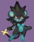  anthro black_body black_fur blue_body blue_fur breasts chibi claws claws_out ear_piercing felid female fur generation_4_pokemon hi_res invalid_tag luxray mammal nintendo piercing pokemon pokemon_(species) red_sclera smeevel27 solo sparkles sparkling_eyes tail wide_hips yellow_eyes 