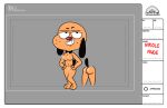  absurd_res beagle black_ears black_tail butt canid canine canis cartoon_network censored collar dog_tags domestic_dog english_text fan_character female fur hands_on_hips hi_res hunting_dog mammal model_sheet mr_valentine00 narrowed_eyes nikole_wheelson_(mr_valentine00) nude orange_body orange_fur paper_sheet pixelated rear_view scent_hound smile solo tail text the_amazing_world_of_gumball 