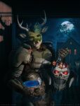 anthro armor building candy com cosplay deer dessert doom_(series) doom_slayer environment fantasy food guardian halloween headgear helmet hnz holidays house id_software male mammal microsoft or paint pose solo sweets treat trick warrior