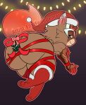  absurd_res anthro butt clothing fastfooddemon hi_res kennen_(lol) league_of_legends legwear male mistletoe plant ribbons riot_games short_stack solo stockings yordle 