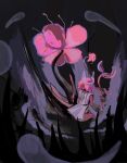  1other absurdres androgynous flower ghost highres japanese_clothes kimono len&#039;en pink_eyes pink_flower pink_hair shion_(len&#039;en) short_hair sleeveless sleeveless_kimono triangular_headpiece user_nvhd2753 white_kimono wings 