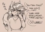  anthro array_(oc) clothing dialogue english_text equid equine eyebrows fan_character female fluffy_wings hasbro mammal monochrome my_little_pony pegasus raised_eyebrow replica_(artist) sepia text wings 