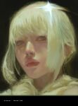  1girl absurdres black_eyes blonde_hair closed_mouth cmxv highres letterboxed looking_at_viewer original portrait realistic solo 