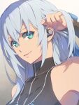  1girl blue_eyes chiharu_(9654784) earphones eiyuu_densetsu hair_between_eyes highres kuro_no_kiseki kuro_no_kiseki_ii long_hair looking_at_viewer portrait shizuna_rem_misurugi simple_background smile solo white_hair 