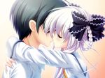  1boy 1girl da_capo da_capo_ii game_cg gradient gradient_background kiss school_uniform yukimura_anzu 