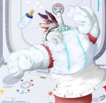  anthro astronaut baby_bottle canid canine clothing diaper legwear mammal onesie socks space space_shuttle spacecraft stormdragonblue vehicle 