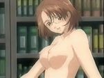 animated animated_gif blush bouncing_breasts breasts brown_hair genmukan gif glasses library lowres nakayama_mei qvga short_hair solo topless 