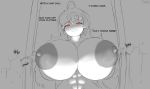  1girl abs breasts highres huge_breasts iron-0xide looking_at_viewer monochrome red_eyes rwby yang_xiao_long 