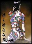  1girl ass back benisato black_hair female juubei_ninpuuchou lowres monster_girl ninja ninja_scroll nude snake tattoo 