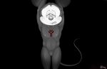  2020 anthro arms_above_head black_background bound disney featureless_crotch half-closed_eyes heartless_symbol jimfoxx kingdom_hearts male mammal mickey_mouse mouse murid murine narrowed_eyes nipples nude open_mouth raised_tail rodent signature simple_background solo square_enix tail tongue 