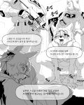 4:5 absurd_res all_fours anthro blood blush bodily_fluids bra clothing death dialogue eyewear female glasses group gun gunshot_wound hi_res holding_gun holding_object holding_ranged_weapon holding_tail holding_weapon korean_text law_enforcement male monochrome one_eye_closed open_mouth peeing ranged_weapon shot_in_head tactical_gear tail text translated underwear uniform unknown_artist weapon