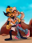  activision alri_(artist) anthro blush clothing coco_bandicoot crash_bandicoot_(series) doctor_neo_cortex duo embrace female fur gloves handwear happy hi_res hug human looking_at_another male male/female mammal nuzzling overalls smile 