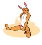  anthro eyes_closed hi_res lagomorph leporid male male_anthro mammal masturbation rabbit sketch solo thekinkybear tongue tongue_out 