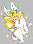 :3 balls belly blonde_hair butt clothing energy_ball genitals green_eyes hair hat headgear headwear humanoid long_ears long_hair male nipples nude penis poundfulpanda pubes smug_face solo sparkles super_saiyan tail tem tem_me_(poundfulpanda) temmie_(undertale) undertale undertale_(series) vein veiny_penis whiskers
