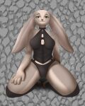  absurd_res anthro big_breasts black_clothing black_lingerie black_underwear breasts clothed clothing corset cosisim_art digital_drawing_(artwork) digital_media_(artwork) ears_down female footwear full-length_portrait fur hi_res high_socks intersex kneeling_position lagomorph legwear leporid lingerie long_ears looking_at_viewer maleherm mammal pivoted_ears portrait rabbit simple_background smile smiling_at_viewer socks solo stockings tights topwear underwear white_body white_fur 