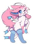  absurd_res alpha_channel anthro blep bloominglynx blue_clothing blue_eyes blue_legwear blue_pupils butt_tuft cheek_tuft chest_tuft clothing ears_back eeveelution facial_tuft female full-length_portrait fur generation_6_pokemon genitals gloves_(marking) head_tuft hi_res humanoid_genitalia humanoid_pussy legwear markings mostly_nude nintendo pink_body pink_fur pink_tongue pivoted_ears pokemon pokemon_(species) portrait presenting presenting_pussy pupils pussy semi-anthro signature simple_background solo standing sylveon tongue tongue_out transparent_background tuft white_body white_fur white_pussy 