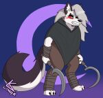  absurd_res angry anthro canid canid_demon clothing cosplay costume crossover crossover_cosplay death_(puss_in_boots) demon dreamworks female hellhound helluva_boss hi_res hunched_over lonnyk loona_(helluva_boss) mammal poncho puss_in_boots_(film) puss_in_boots_the_last_wish solo standing weapon 