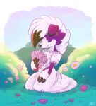  absurd_res clothing dress fan_character flower form generation_7_pokemon hi_res lycanroc night nintendo ouroborotter plant pokemon pokemon_(species) pokemon_mystery_dungeon pokemon_oc 