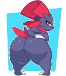  absurd_res anthro big_butt breasts butt butt_grab capikeeta female generation_4_pokemon hand_on_butt hi_res looking_back nintendo nipples pokemon pokemon_(species) short_stack smile solo thick_thighs weavile 
