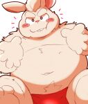  2023 96tning anthro belly big_belly blush clothing kemono lagomorph leporid male mammal navel overweight overweight_male rabbit sitting solo underwear 